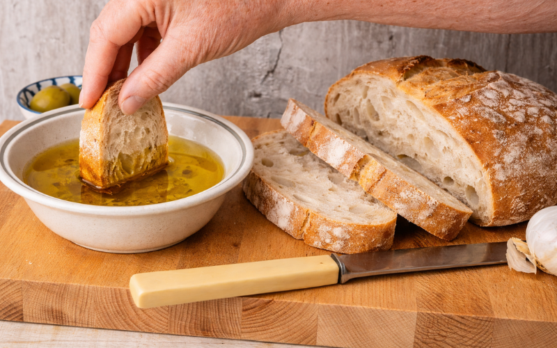 Bread Is Used to Taste Fresh Pressings